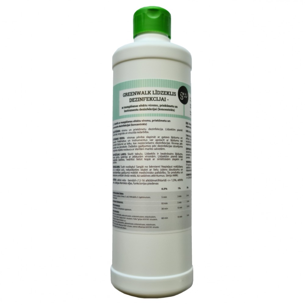 Greenwalk® profesionāls dezinfekcijas līdzeklis - koncentrāts, bez aromāta 0.5L